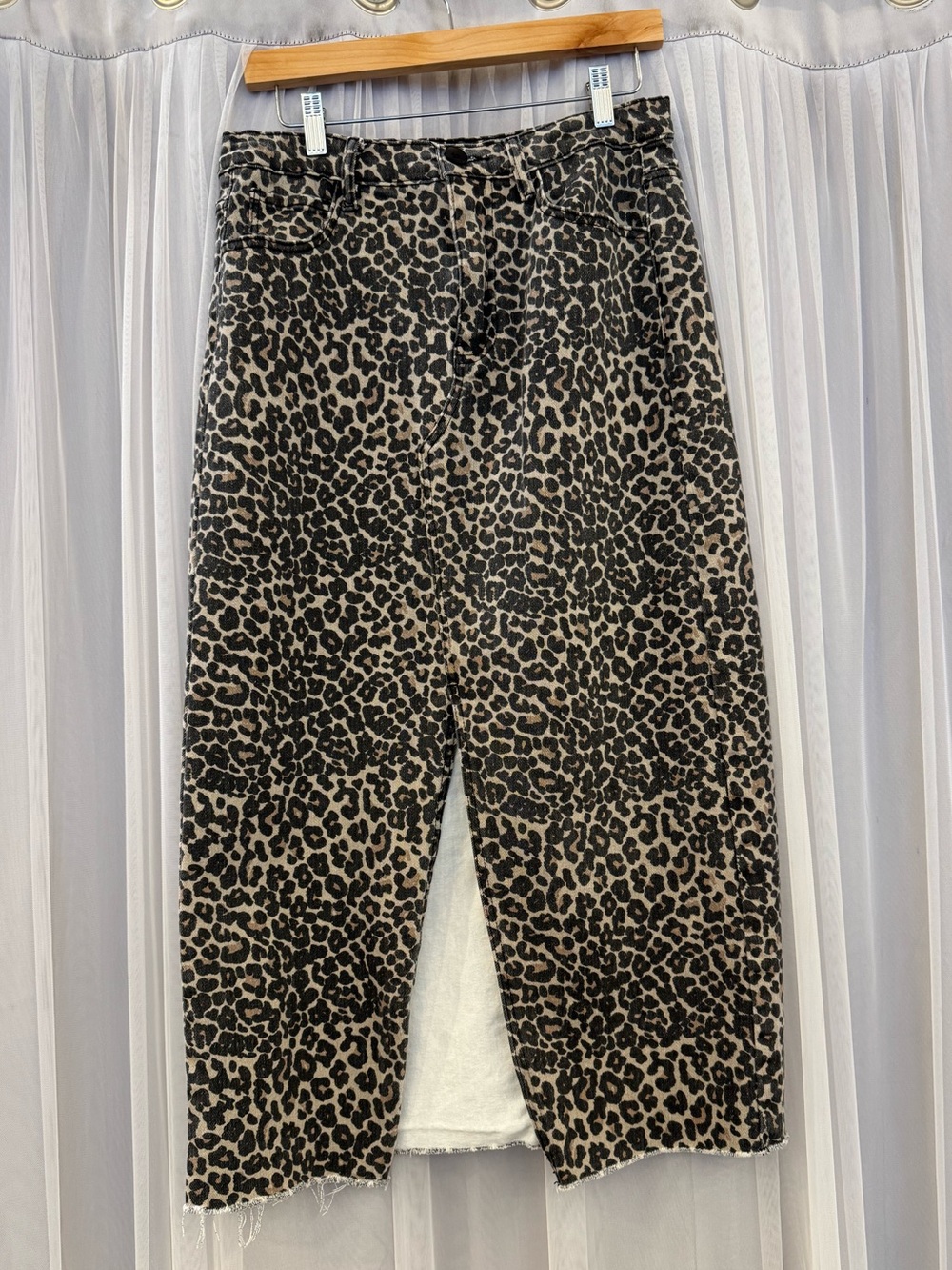 Miou Muse Cheetah Print Denim Skirt